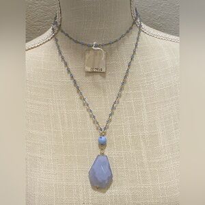 Blue Chalcedony Beaded Necklace